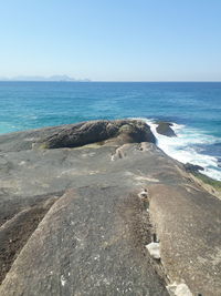 Scenic view of sea against clear sky