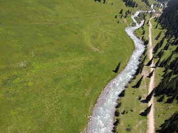 High angle view of land