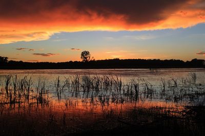 Scenic view of landscape against sky at sunset