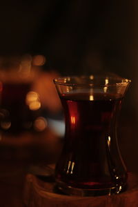 Close-up of wine glass on table