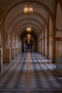 Illuminated corridor of building