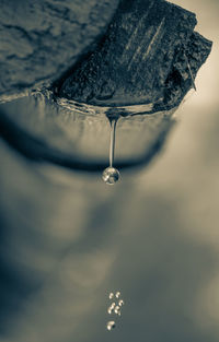 High angle view of water falling from metal