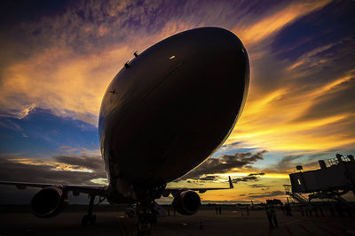 View of hot air balloon against sky during sunset