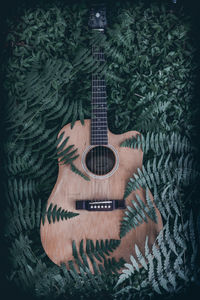 High angle view of guitar