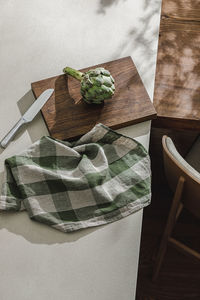 High angle view of food on table