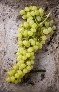 High angle view of grapes on table