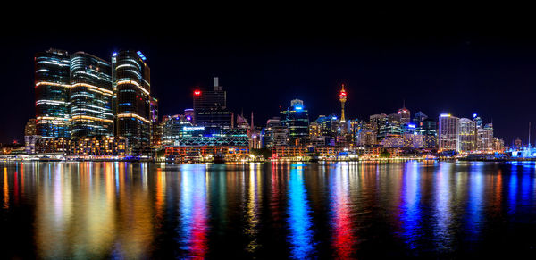 Illuminated city at night