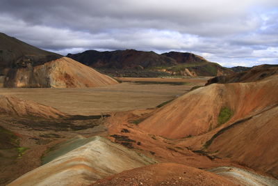 Scenic view of landscape and mountains against sky