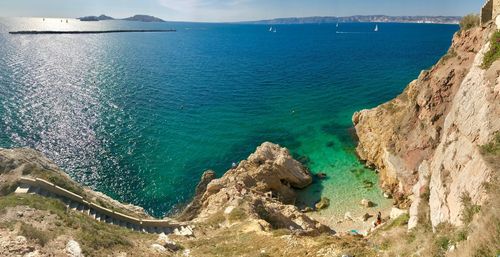 High angle view of sea shore