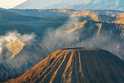 Aerial view of volcanic mountain