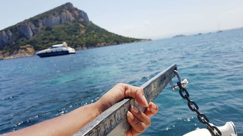 Cropped image of boat in sea