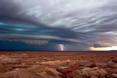 Storm clouds over landscape at beach