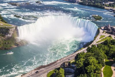 High angle view of waterfall