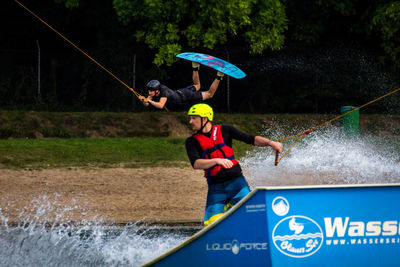 View of people in water