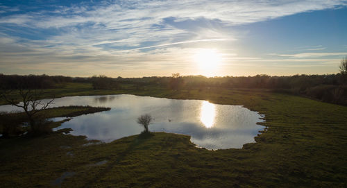 Scenic view of lake against sky