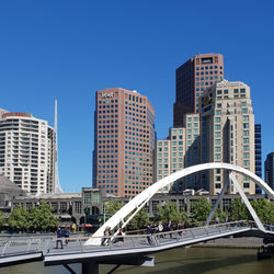 Modern buildings against blue sky