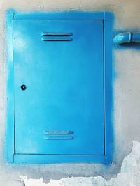 Close-up of closed blue door