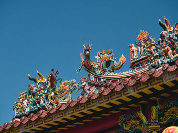 Low angle view of statue against clear sky