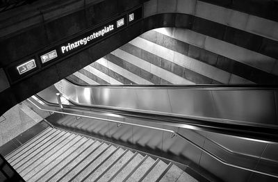 Low angle view of escalator in subway station