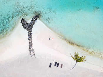 High angle view of swimming pool on beach