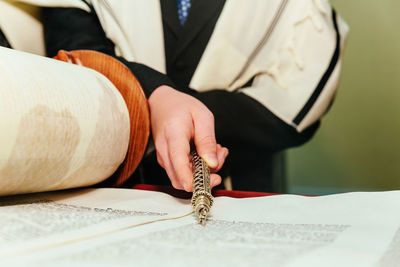 Close-up of hands working