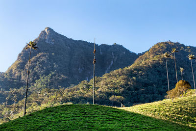 Scenic view of mountains against clear sky