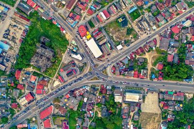 High angle view of city street