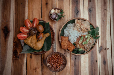 High angle view of food on table