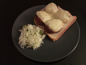 Close-up of ice cream in black background
