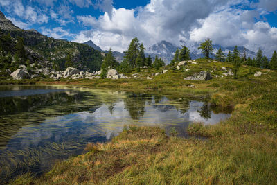 Scenic view of lake against sky