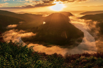 Panoramic view from the cloef to the saar loop, germany.