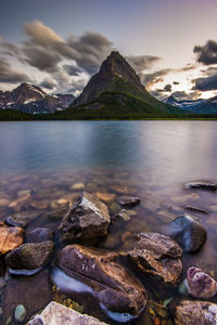 Scenic view of lake against sky