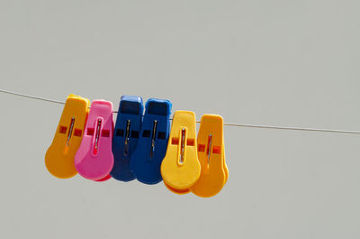 Close-up of clothespin against white background