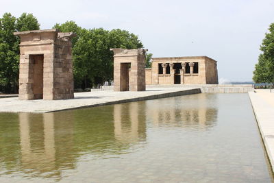 Reflection of historic building in water