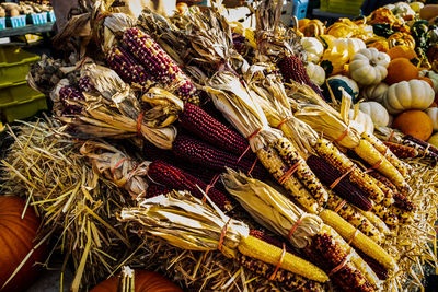 High angle view of vegetables for sale in market