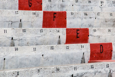 Full frame shot of painted steps in stadium