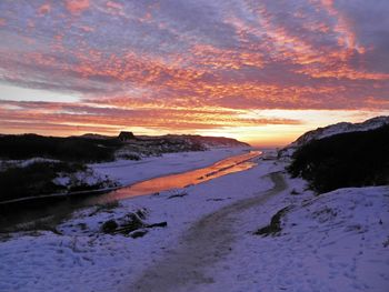 Scenic view of landscape against sky during sunset