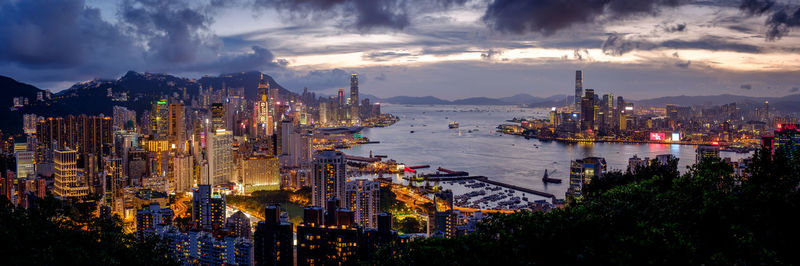 High angle view of city at waterfront