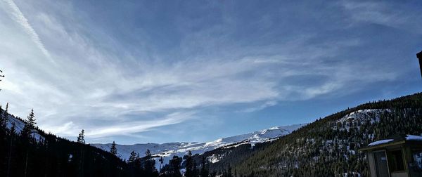 Scenic view of mountains against cloudy sky