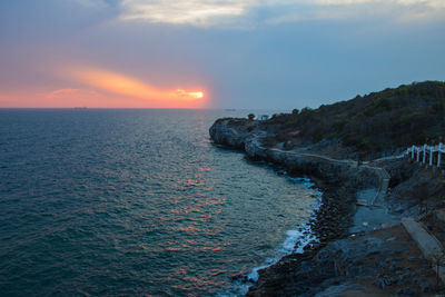 Scenic view of sea against sky during sunset