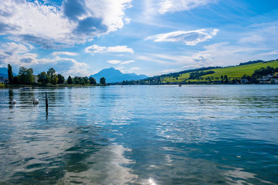 Scenic view of lake against sky