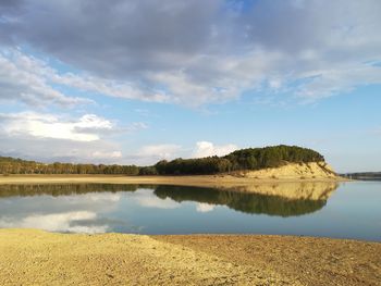 Scenic view of lake against sky