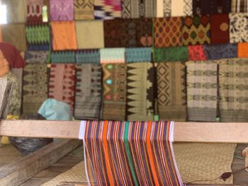 Close-up colorful woven fabric for sale