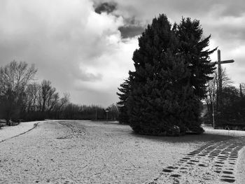 View of road against cloudy sky