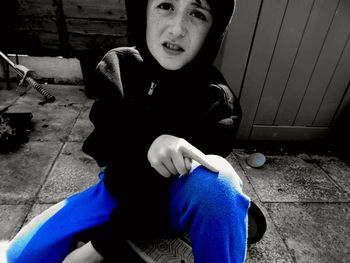 Portrait of boy playing at home