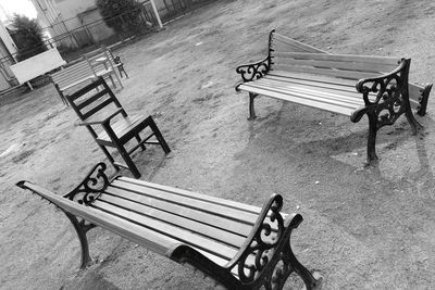Empty benches at park