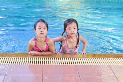 Portrait of a girl in swimming pool