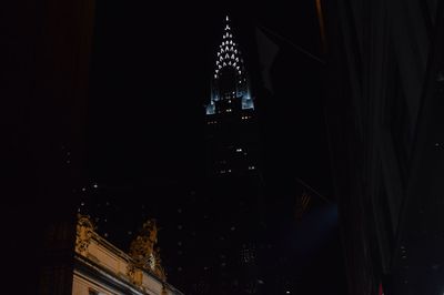 Low angle view of temple at night