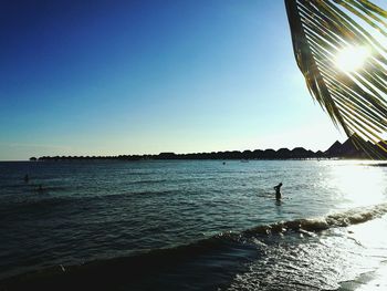 Scenic view of sea against clear sky