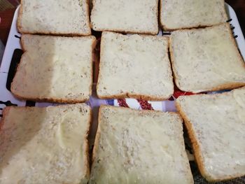 High angle view of bread on floor